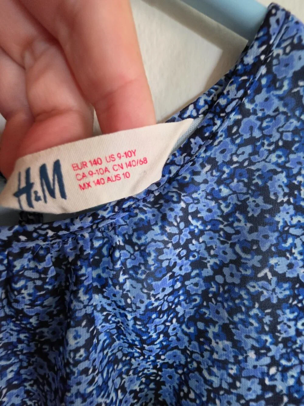 H&M Girls Blue Floral High Low Chiffon Dress Size 9-10Y